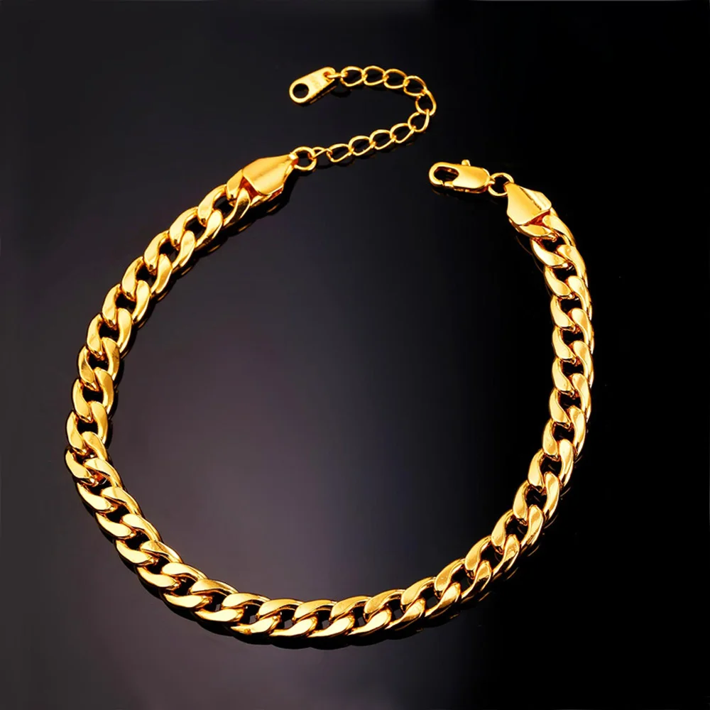 

Gold Silver Plated Stainless Steel Anklet Beach Jewelry Wholesale 25CM 7MM Foot Bracelet Women Cuban Leg Link Barefoot Sandals