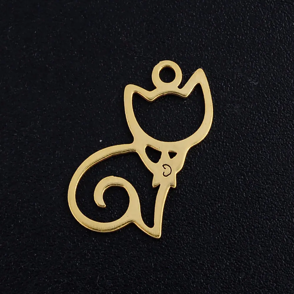 Cute Kitty Cat Stainless Steel Jewelry Pendant Charms - Pack of 5 | Wholesale | Never Rust | OEM Order Accepted | Necklace Making Supplies image 4