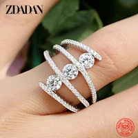 zdadan 925 sterling silver round zircon inlaid rings for women party gift fashion jewelry