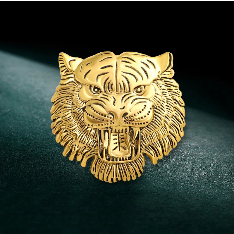 

New Products Men's Tiger Head Brooch Zodiac Series Personality Domineering Tiger Beast Animal Brooch Brooch Banquet Jewelry Gift