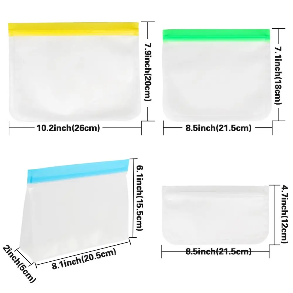 

OurWarm 2pcs Reusable Durable Storage Bags Silicone Food Storage Bags Non-toxic and tasteless Leakproof Lunch Bags