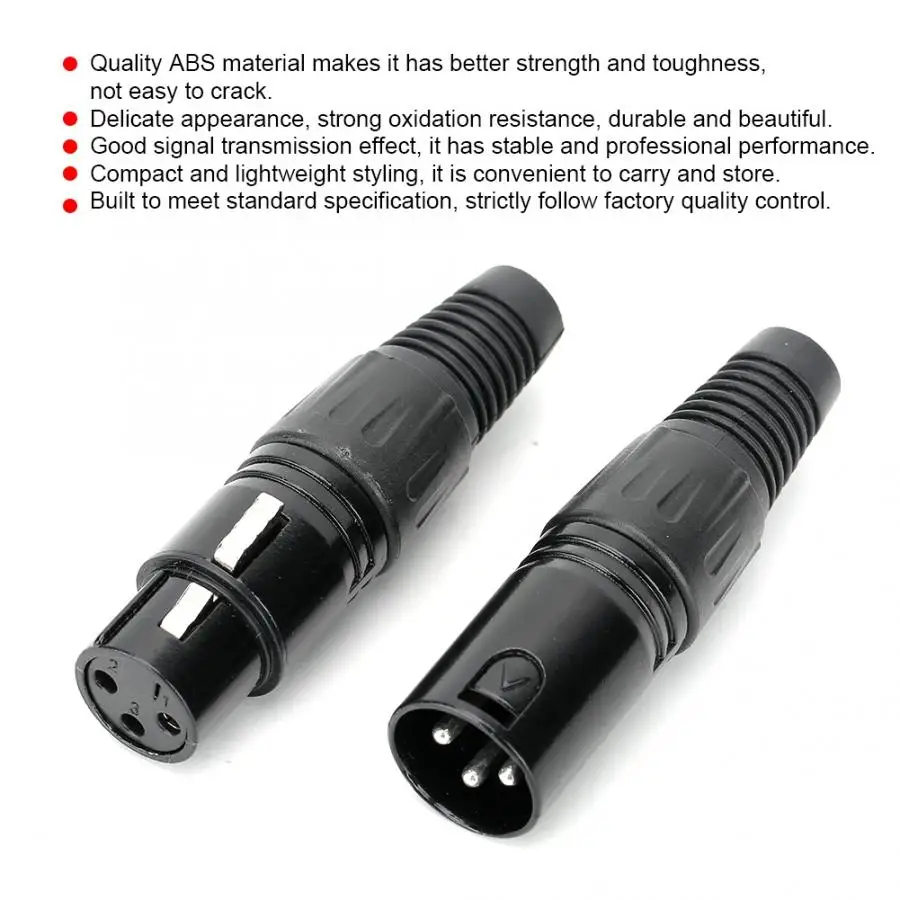 Переходник XLR для микрофона черный 3 контактный мини портативный аудиоразъем