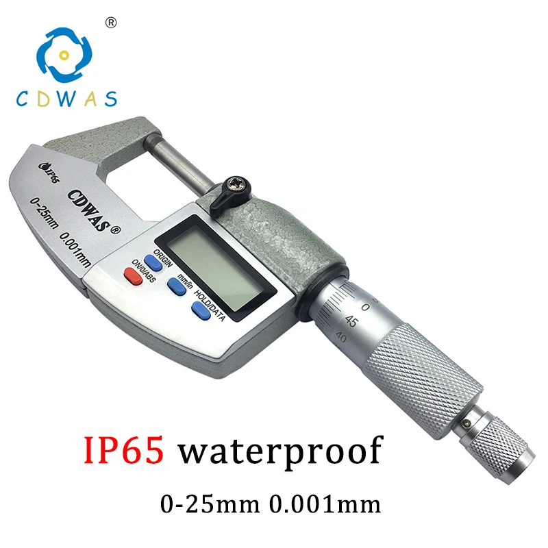 Электронный цифровой микрометр IP65 0-25 мм 0 001 водонепроницаемый наружный калибр