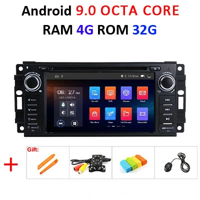 4G 64G DSP Android 9,0 Автомобильный мультимедийный dvd-плеер GSP стерео для Chrysler/300C/jeep/Compass/Dodge/Grand/Cherokee Автомагнитола OBD2 - Цвет: 4G 32G