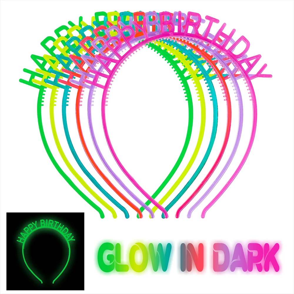 

Candygirl 6pcs Luminous Hairband Happy Birthday Headband Candy Colored Scrunchies For Girls Hair Accessories Kids Headwear Gift
