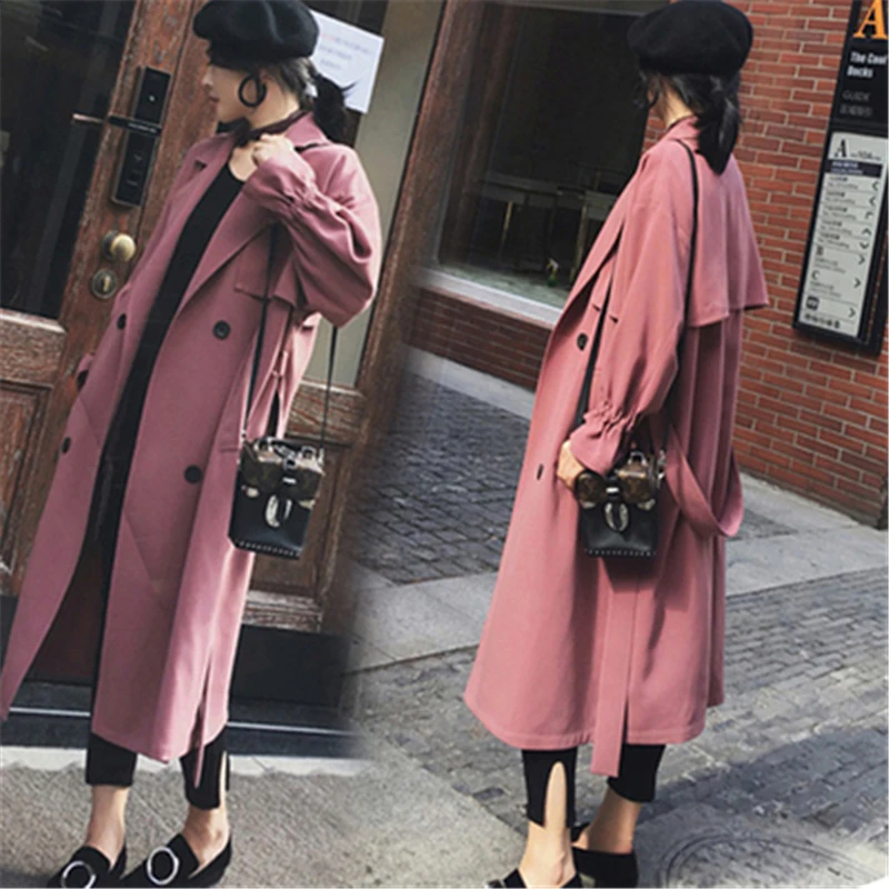 Новая мода 2019 осень/осень Повседневный двубортный простой классический длинный