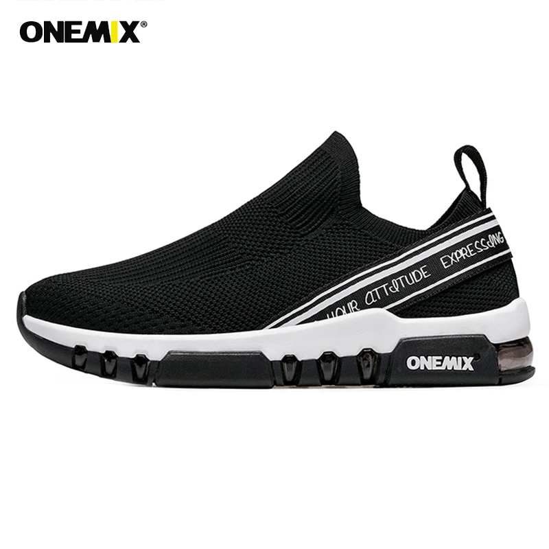 Onemix/мужские кроссовки без шнуровки трикотажные сетчатые для бега дышащие