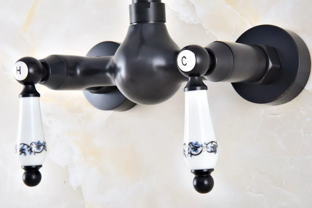 Черный Масляный латунный Смеситель для ванной и кухни смеситель раковины кран с