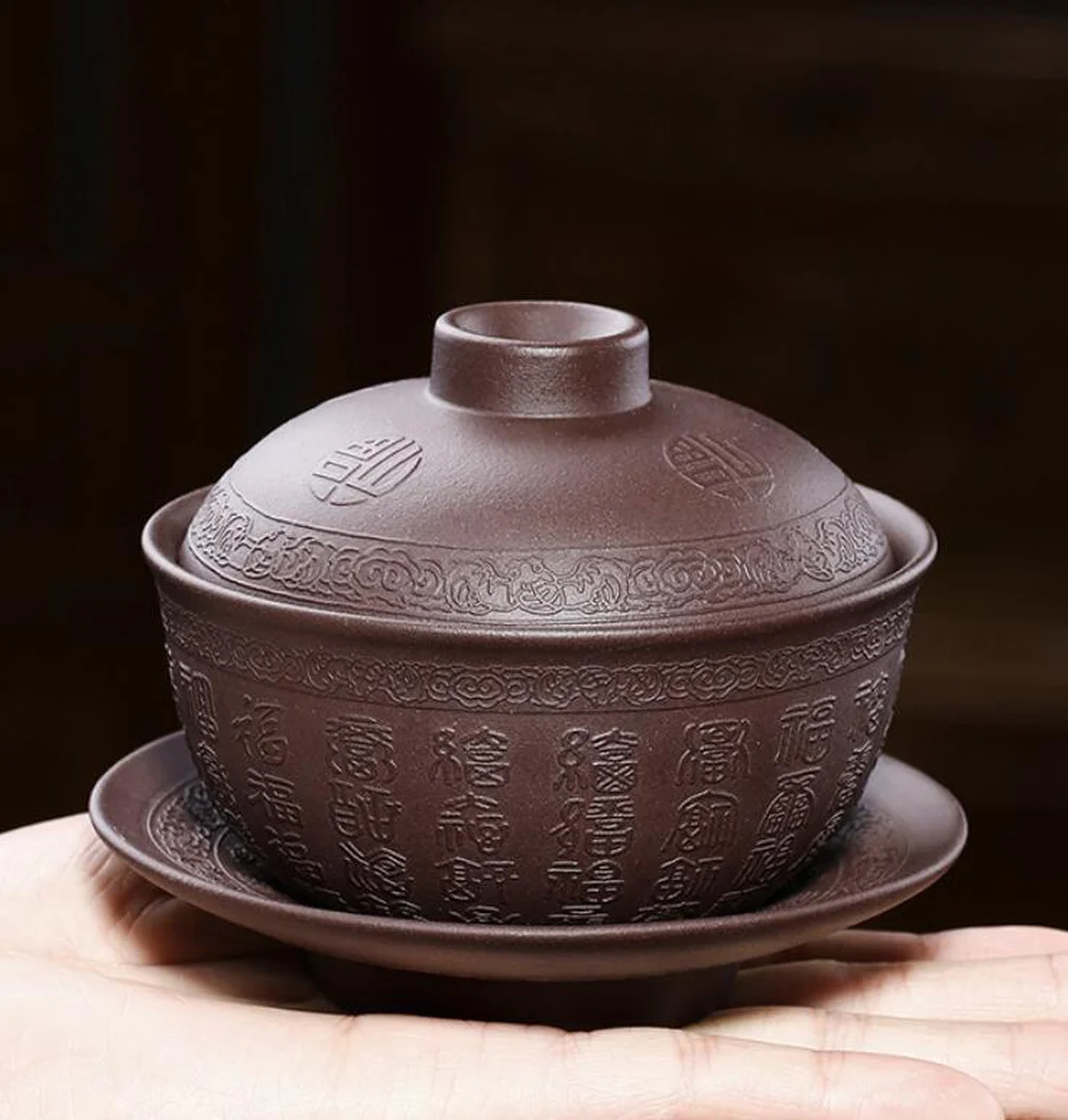 Чайная чашка YIXING ZISHA Gaiwan чайная из фиолетовой глины кунг фу зеленый чай Da Hong Pao
