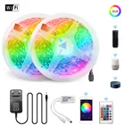 Светодиодные ленты светильник RGB 5050 2835 Luces светодиодный светильник полосы гибкая лента 5 м 10 м 15 м Диодная лента с Wi-Fi, Управление светодиодный светильник для комнаты