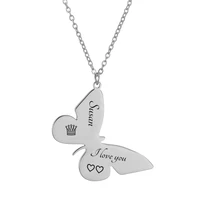 butterfly shape customized necklaces for women custom name chain necklace stainless steel jewelry womens choker pendant gift