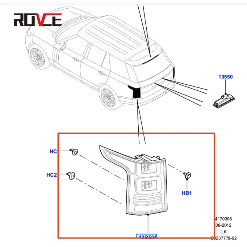 Светодиодный задний фонарь ROVCE для Land Rover Range Vogue европейской версии 2018 L405 LR098353
