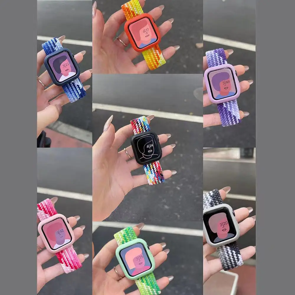 Adjustable Nylon Band for Apple Watch Band 6 SE  44mm 40mm 38mm 42mm Braided solo loop Elastic Belt for Stretch iwatch-band