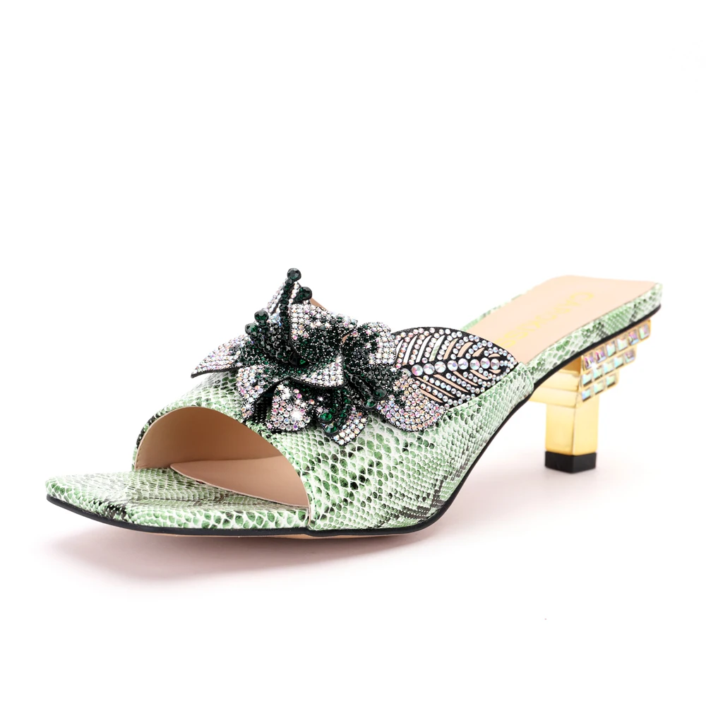 

Женские туфли на высоком каблуке, зеленые туфли большого размера с бриллиантами для банкета, свадьбы, вечевечерние НКИ, лето 2021