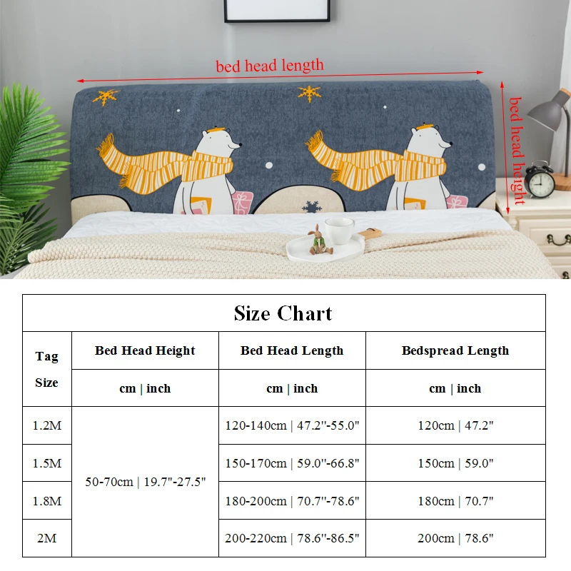 

Dust Cover Bed Head Cover 1.2/1.5/1.8/2m Bedroom Decor Bed Back Protection Nordic Bedhead Cover Cute Cats Bear Bed Head Cover