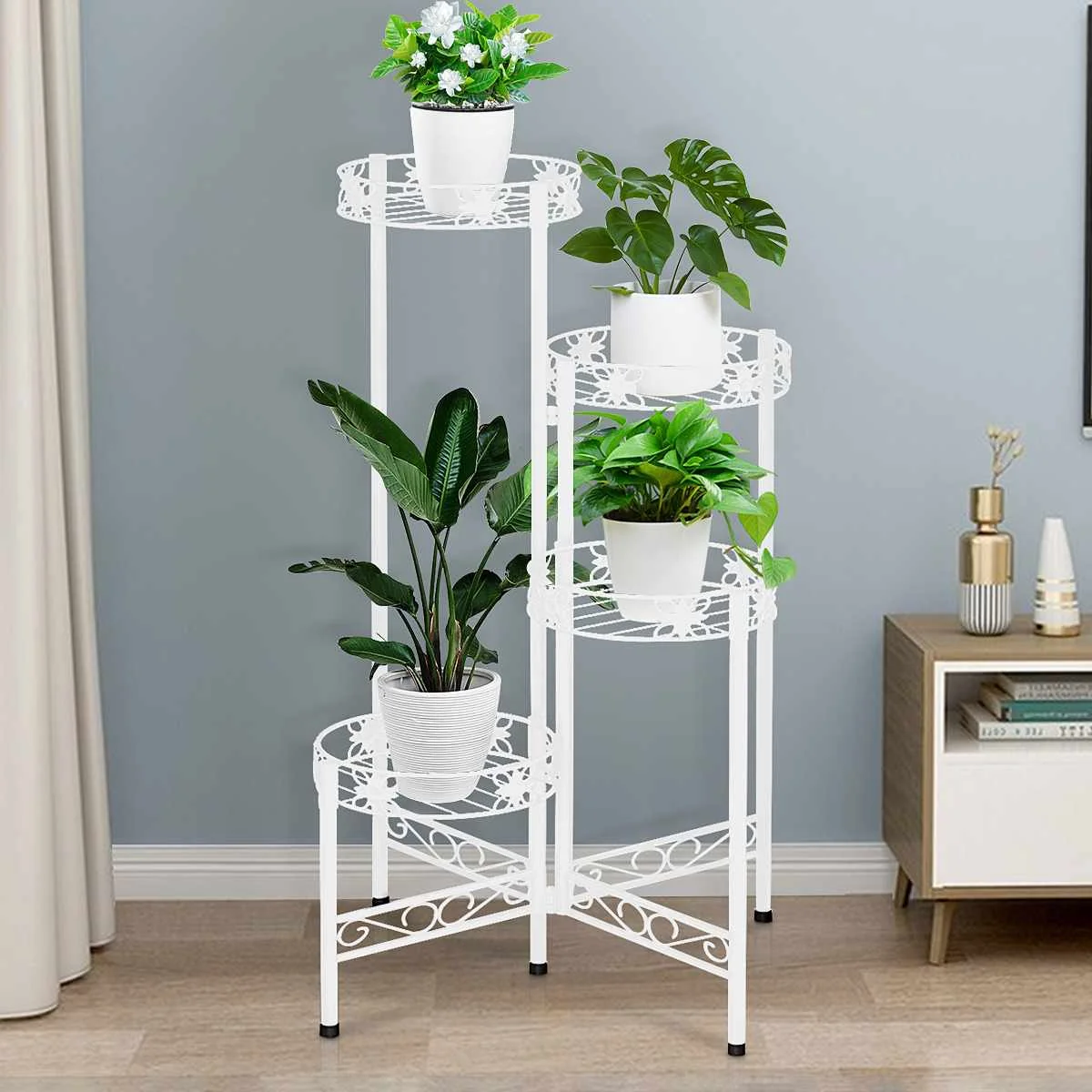 

4 Tiers Iron Craft Plant Shelves Flower Pot Holder Garden Rack Display Stand Succulent Plants Home Balcony Modern Decoration