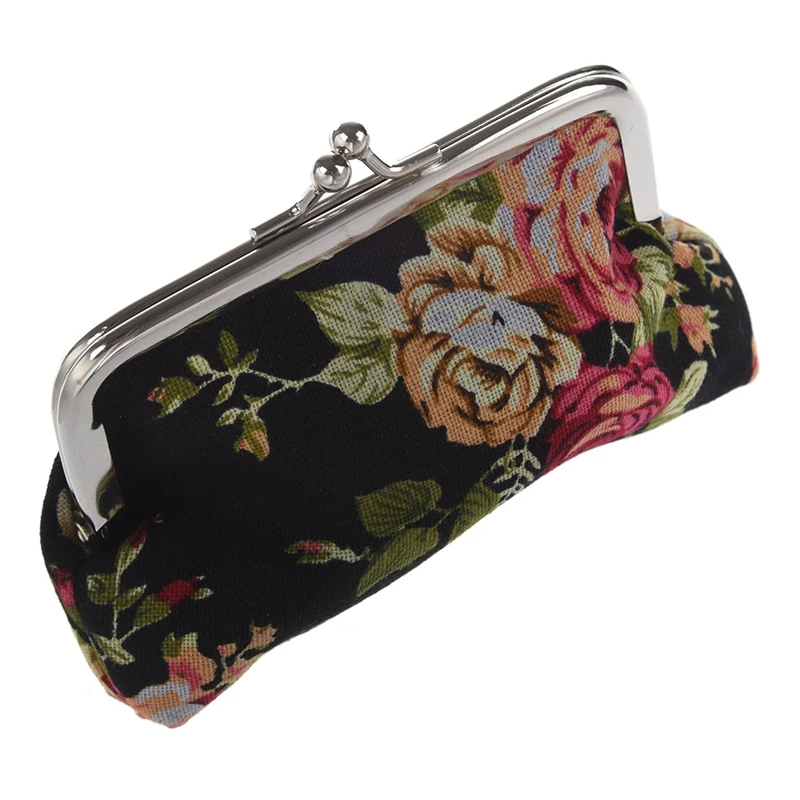 2 Pcs Canvas Hasp Purse Key Coin Wallet Bag(Blue) &amp (Black) |
