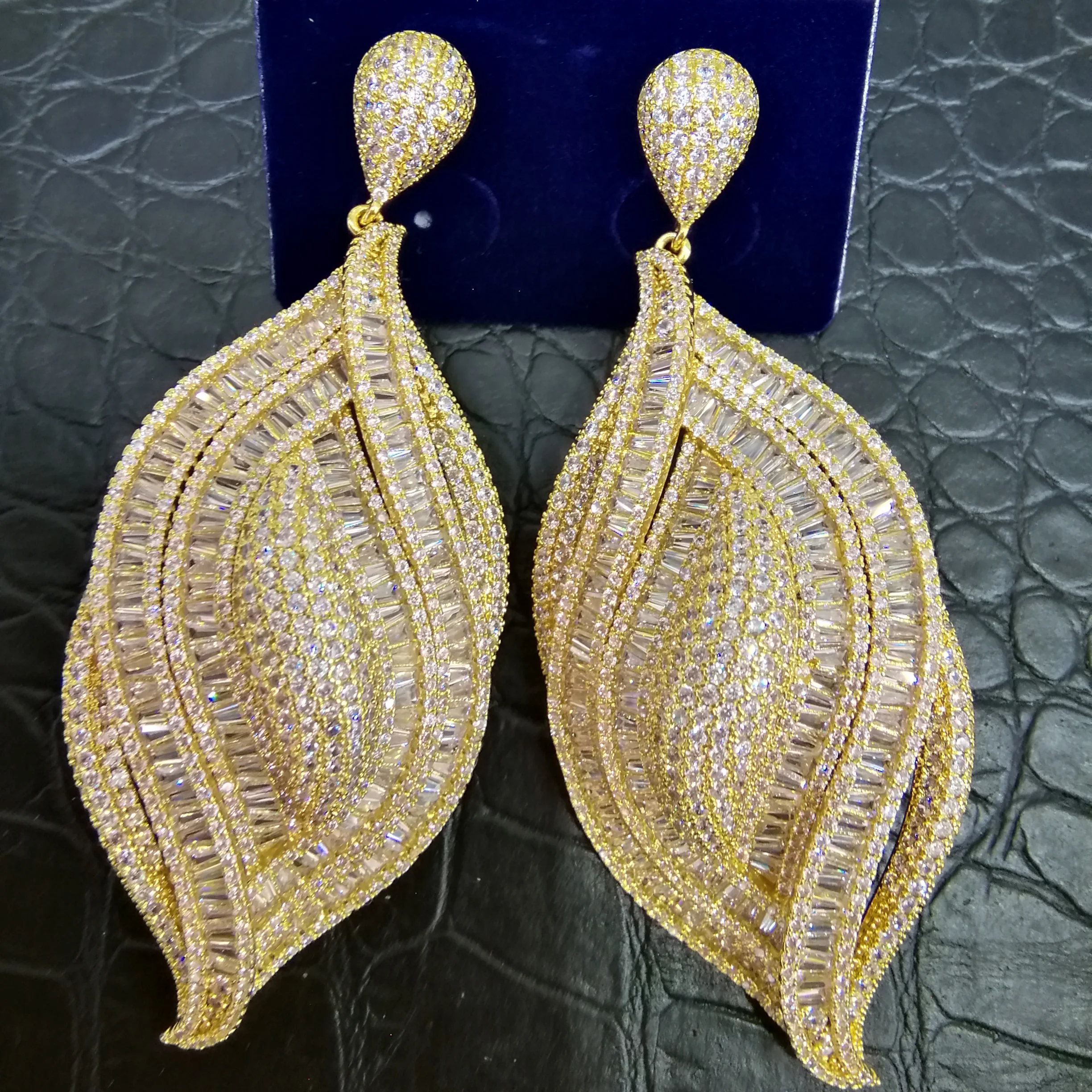 missvikki Noble Leaf Shape Handmade Full CZ Pendant Earrings for Fashion Women Bridal Engagement Wedding Jewelry Brides | Украшения и
