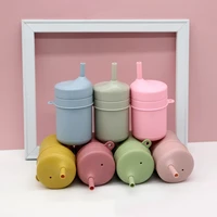 silicone baby feeding cups with lid straw water cups kids leak proof sippy straw cup tableware leakproof cup children dinkware