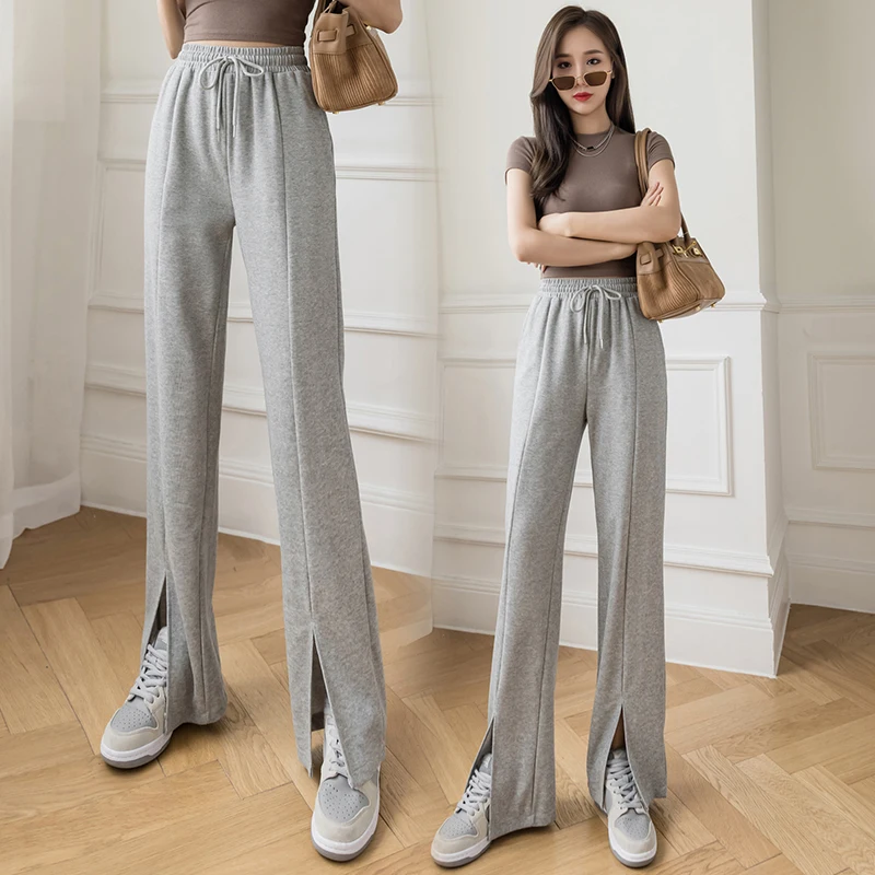 Однотонные Хлопковые женские брюки повседневные спортивные стильные