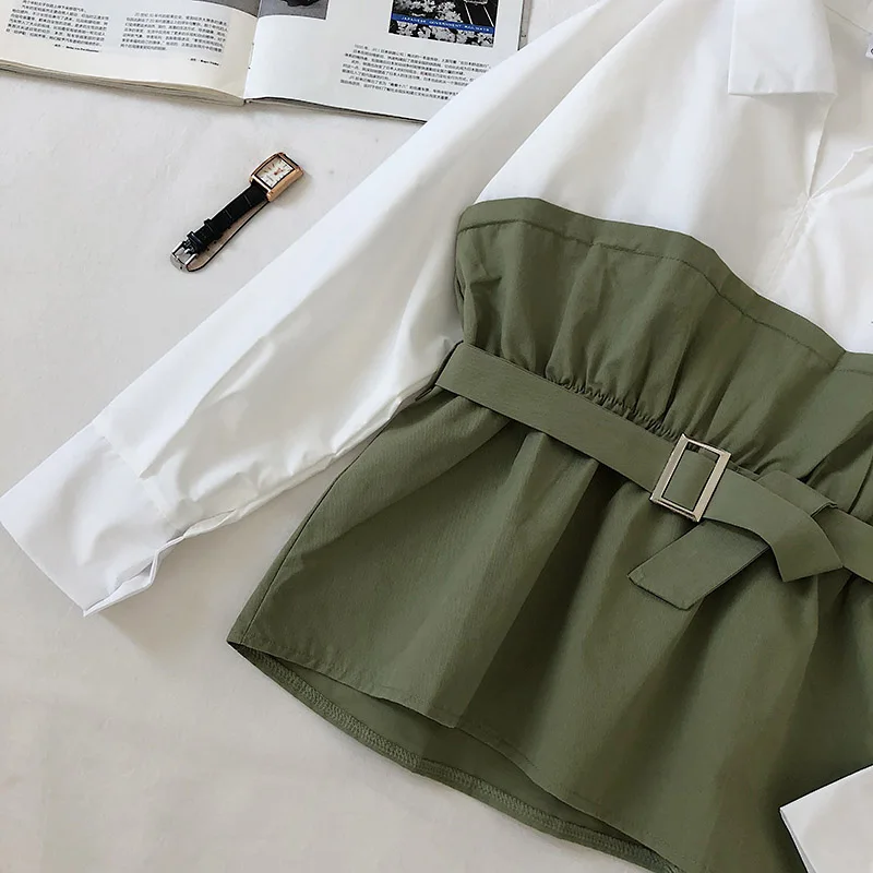 Женская рубашка с длинными рукавами и v-образным вырезом Only Plus Весенняя Блузка