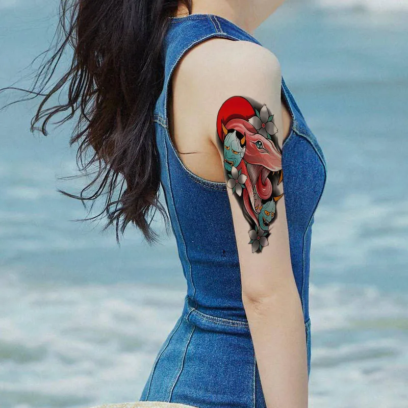 Водостойкая тату-наклейка с животными Временный Дизайн волнистые рыба змея