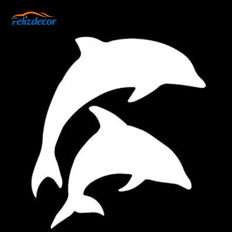 Черно-белая наклейка на автомобиль с изображением дельфина виниловая креативная