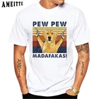 Забавная винтажная Классическая Футболка Golden Retriever Pew Madafakas с принтом собаки, летние мужские повседневные топы с коротким рукавом, футболки в стиле хип-хоп для мальчиков