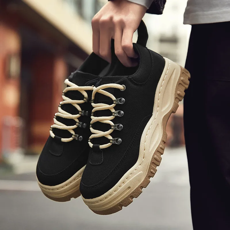 Мужские парусиновые кроссовки с низким верхом удобные повседневные на платформе
