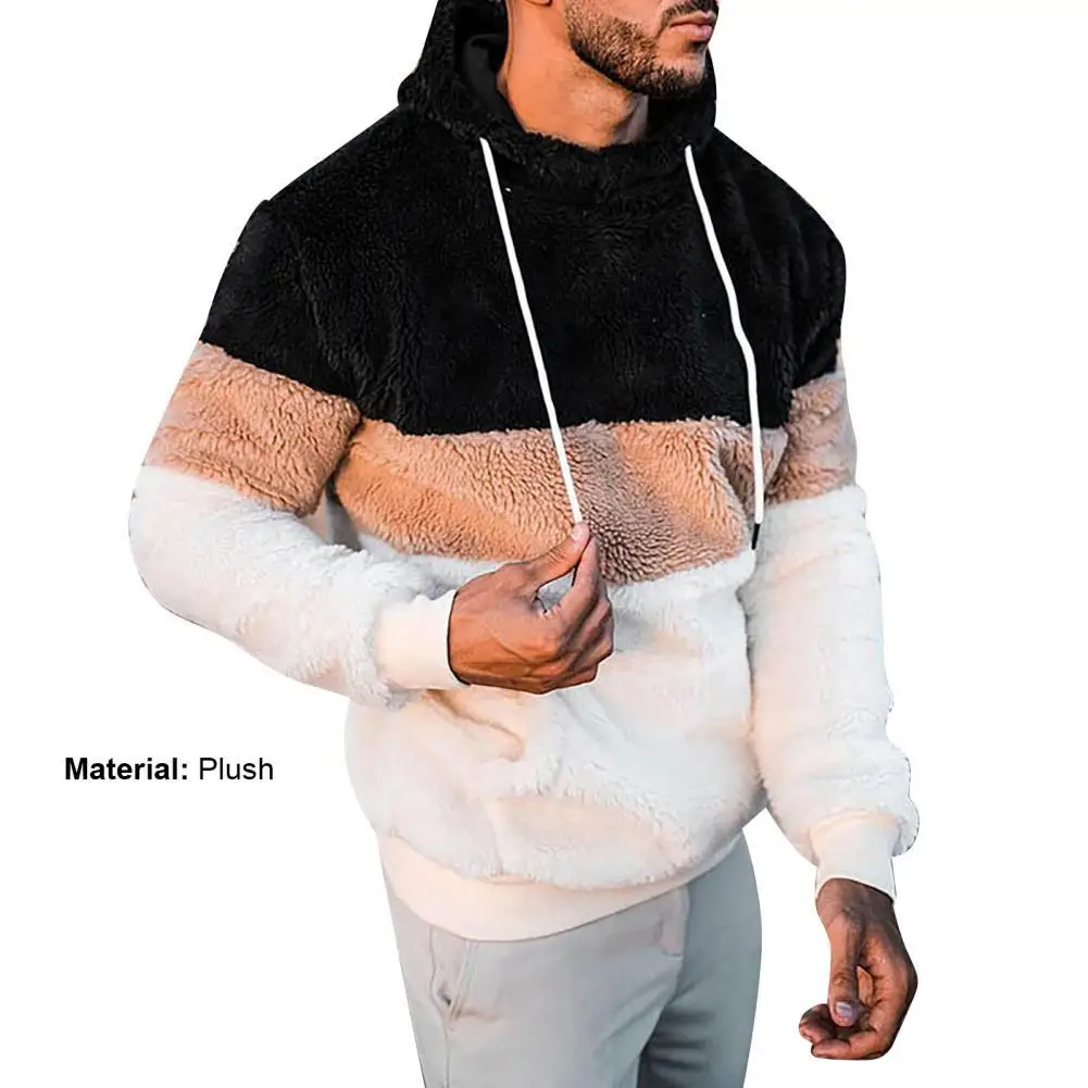 

Casual Mannen Hoodie Double Sided Plush Pullover Hoodie Long Sleeve Autumn Winter Front Pocket Warm Hooded Sweatshirt Outerwear