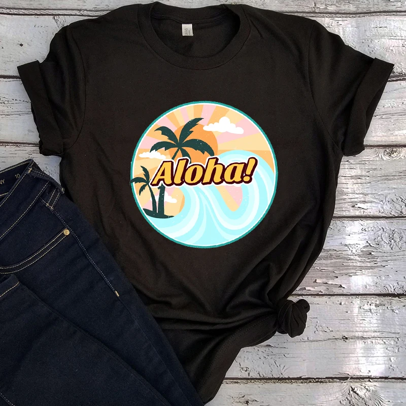 Aloha летние футболки с графическим рисунком женские Гавайские рубашки летняя