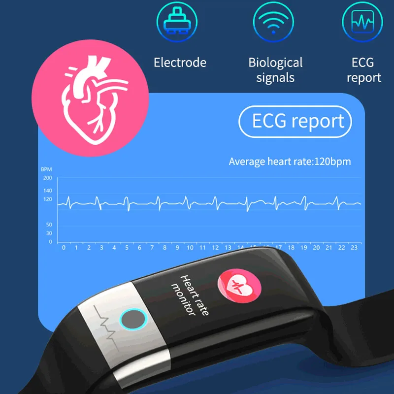 X1 Спортивные Bluetooth мужские смарт-браслет PPG+ ECG часы кровяное давление Пульс IP67 Водонепроницаемый фитнес-трекер Smartwatch