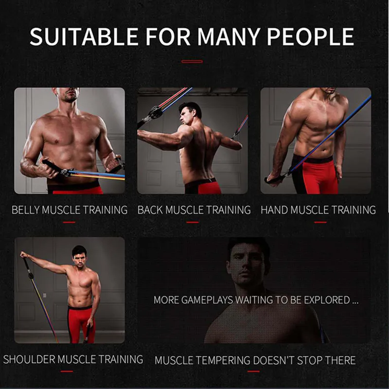 11 Pcs/set Latex Resistance Bands Rubber Expander Elastic Fitness Crossfit Training Exercise Yoga Tubes Pull Rope with Bag | Спорт и