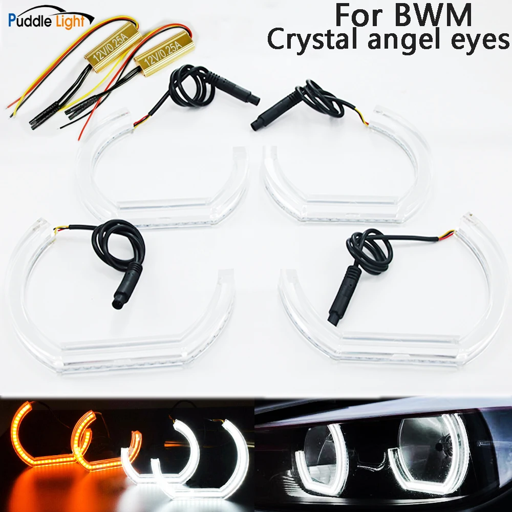 Ангельские глазки LED Halo с украшением в виде кристаллов белого и желтого цвета