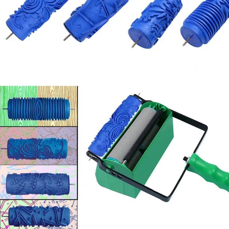 

5" Patterned Paint Roller Decorative Texture Roller with Two-color Painting Machine,5inch Embossed Plastic Handle