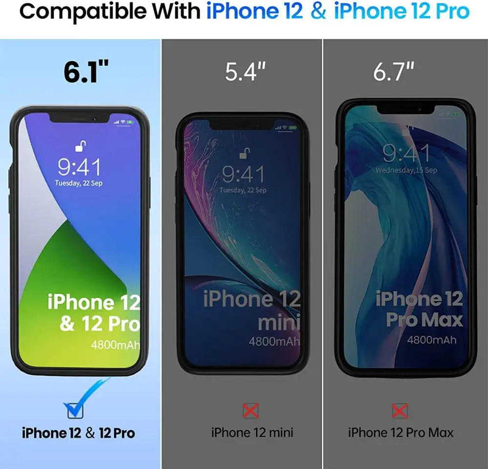 NEWDERY 6 1 дюймовый аккумулятор для iPhone 12 Pro Мягкий ТПУ + ABS 4800 мАч Qi беспроводной