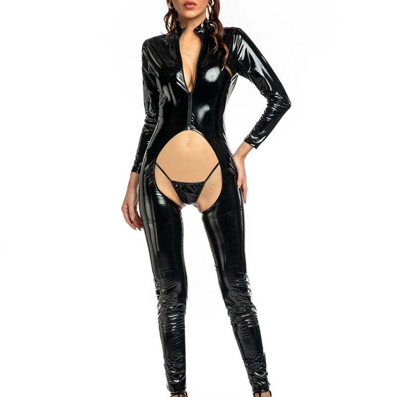 Комбинезон женский из искусственной кожи на молнии ПВХ | Тематическая одежда и
