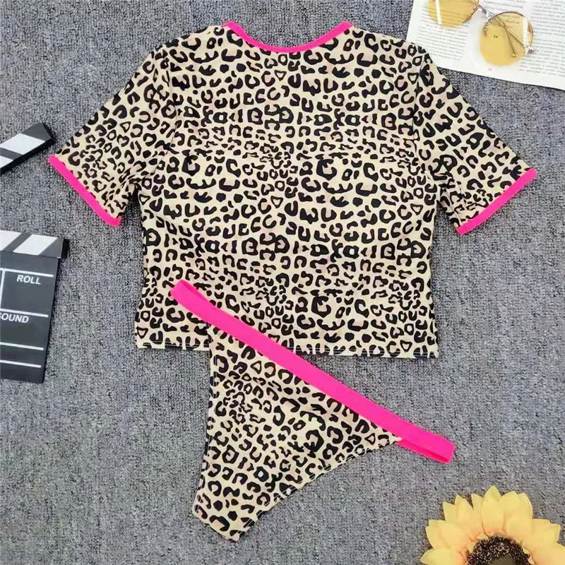 Женский комплект бикини с леопардовым принтом пикантный купальный костюм