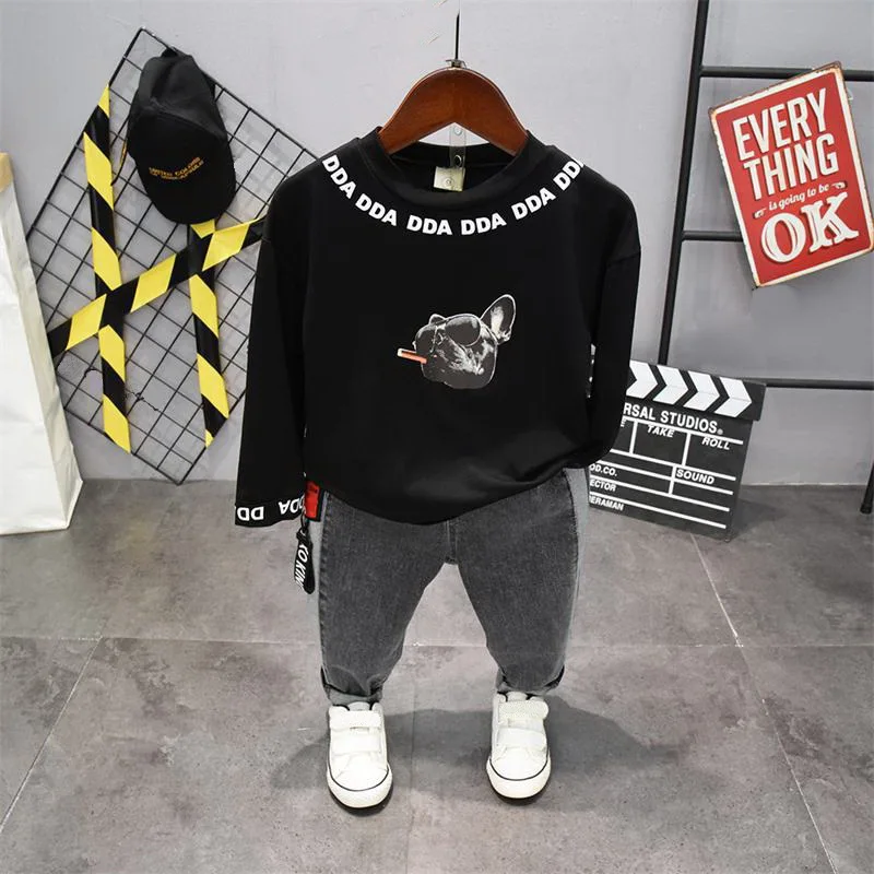 

Baby Boys Clothes set Children spring Autumn Cartoon T-shirt and jeans pants 2pcs Toddler Casual Kids Boy Clothes Sets 2-6years