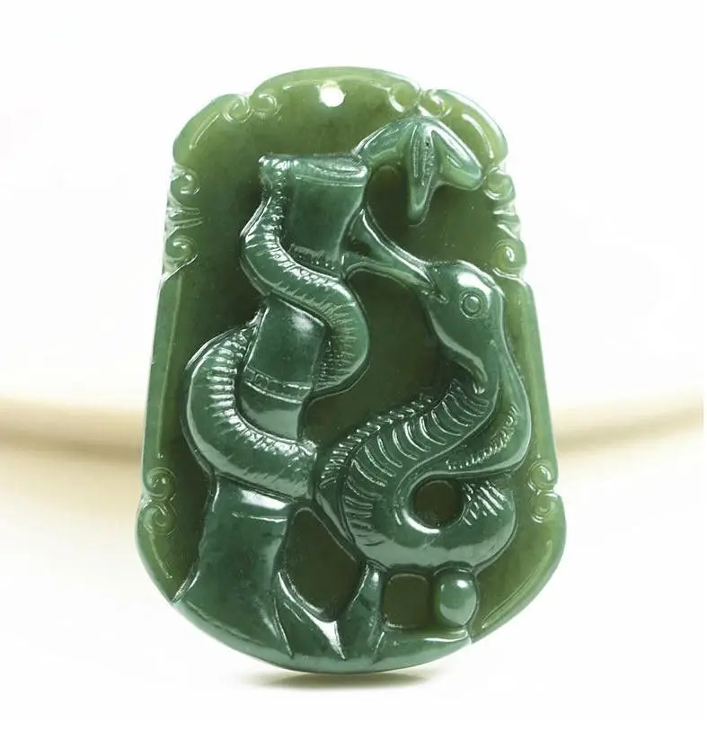 2020 изысканные ювелирные изделия ручной работы натуральный зеленый нефрит змея