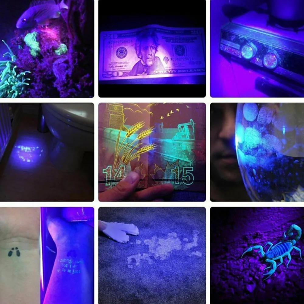 100 светодиодный УФ ультрафиолетовый черный светильник вспышки осмотр лампы