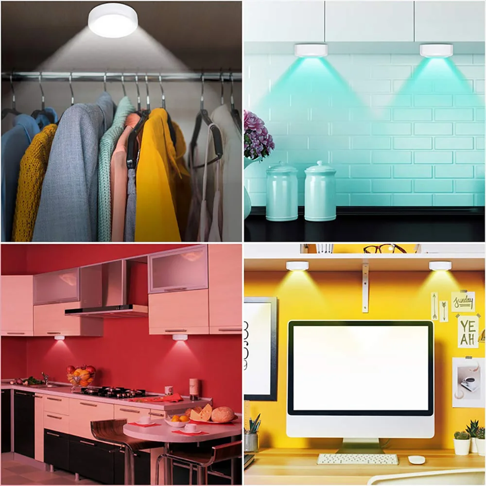 Сенсорный светодиодный светильник для шкафа с аккумулятором RGB цветной
