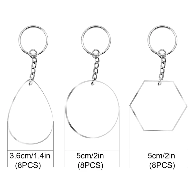 

24 Pieces Acrylic Blanks with Key Chain Rings Acrylic Transparent Keychain Blanks with Hole for DIY Projects and Crafts