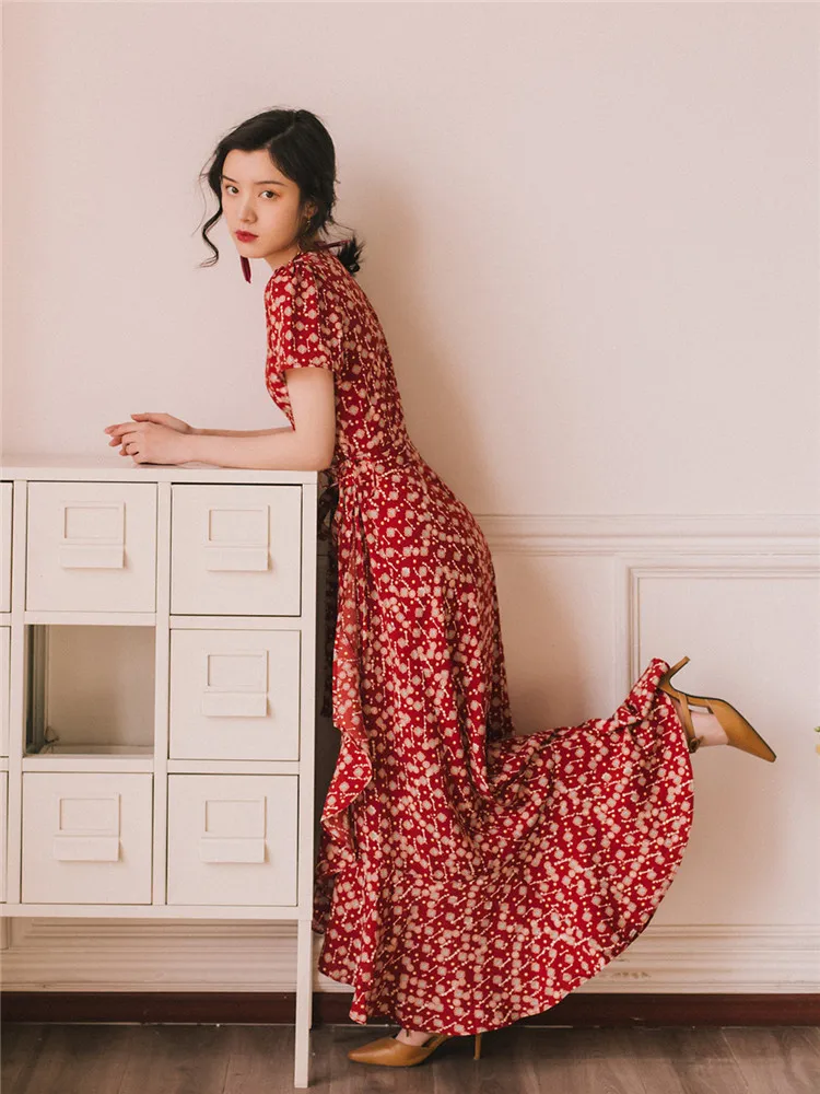 2019 летнее женское пляжное платье с цветочным принтом в стиле