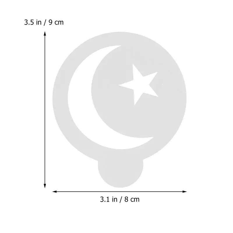 

8pcs Eid Mubarak Cake Stencils Coffee Stencils Coffee Templates for Home (White)