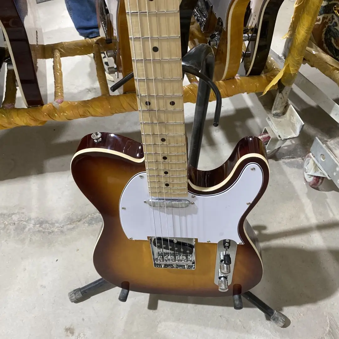 

Tele Electric Guitar Vintage Sunburst Color Single Binding White Pickguard Maple Fingerboard Free Shipping High Quality Guitara