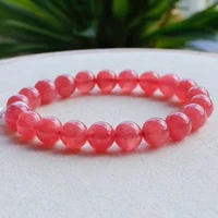 genuine natural red rose rhodochrosite gemstone crystal 8 7mm clear round beads stretch bracelet women fashion jewelry aaaaa