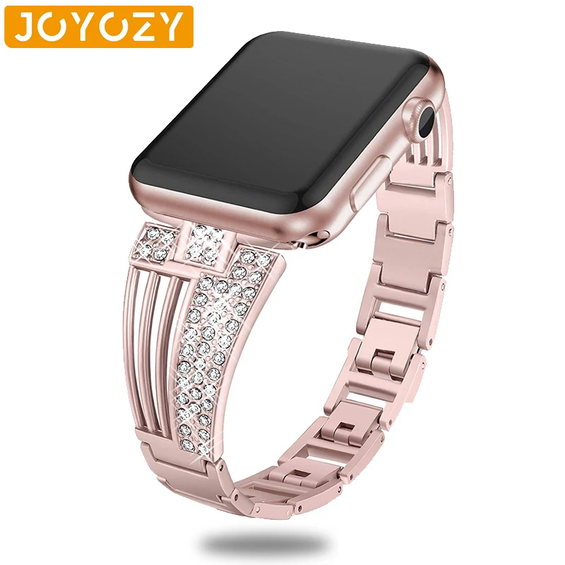 Joyozy 38 мм 42 Женский алмазный браслет красивый для apple watch ремешок металлический из