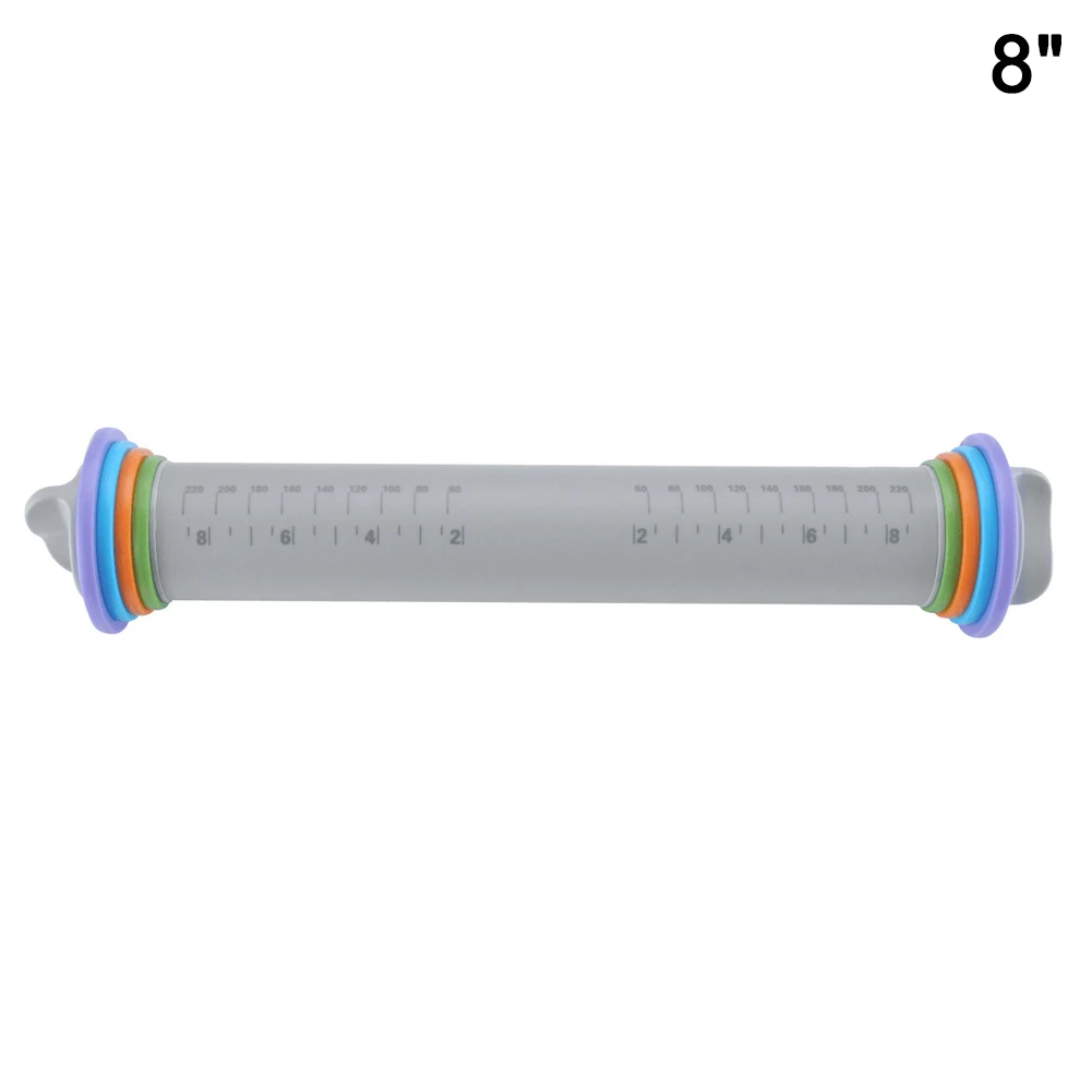 8 inches Многофункциональный для помадки, пирога, печенья рулон шпильки толщиной регулируемая силиконовая скалка для выпечки инструменты DNJ998 - Цвет: 8 inches