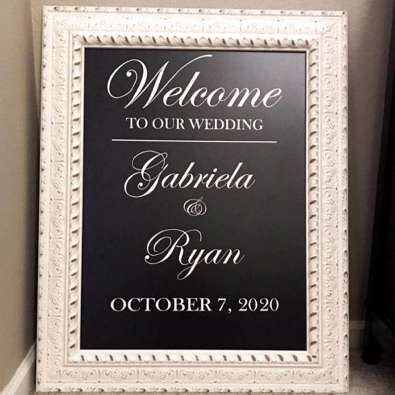 

Wedding Welcome Mirror Vinyl Sticker Simple Design Personalized Names Decal Wedding Sign Mirror Decor Custom Wedding Art C1017